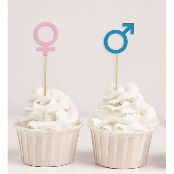 Darling Souvenir, Baby Gender Reveal Cupcake Toppers, Boy (Mars) or Girl (Venus) Symbol, Baby Shower Cake Decorations - Pack Of 20