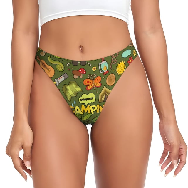 Fotbe Camping 1 Tanga Sin Costuras para Mujer con Estampado – Panties Invisibles, Transpirables y Cómodos para Uso Diario-X-Small