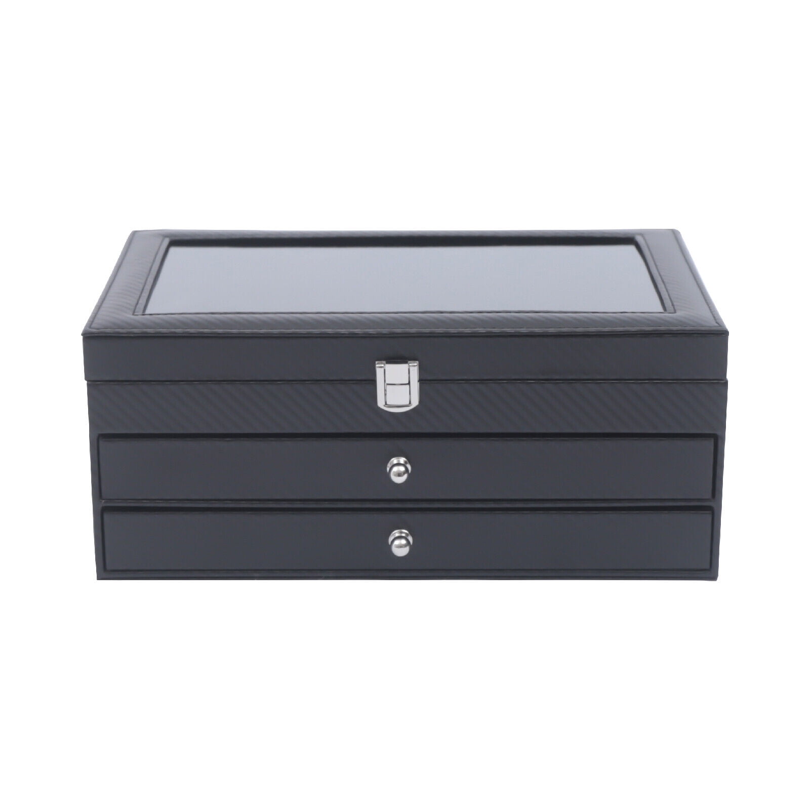 Miumaeov 36 Slots Fountain Pen Display Case Black Flannel Pen Organizer Box with Glass Lid 3 Layer Pen Collection Display Case with Drawer for Gift