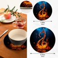 thumbnail image 3 of Fire Music Note Round Woven Potholders Set Trivets for Hot Dishe Heat Resistant Non-Slip Trivets for Cooking and Baking Kitchen Home Decor, 3 of 7