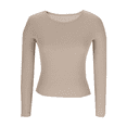 thumbnail image 5 of Ribbed Crew Neck Long Sleeve Tops for Women Slim Fit Undershirts Knit Basic Casual Stretch Tees Shirts, 5 of 6