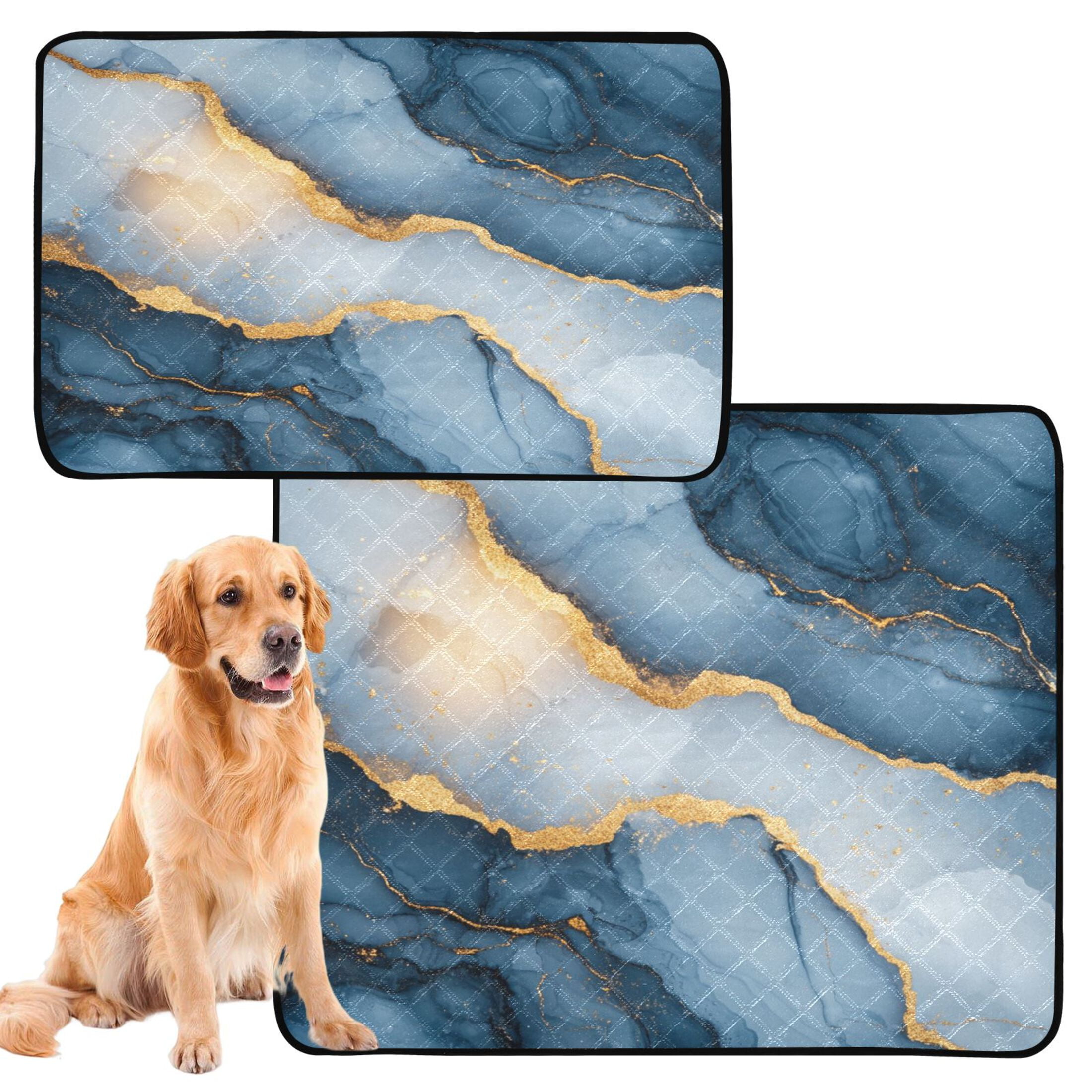 Qxltty Dark Blue Gilt Pattern Cat litter Pads Pet Set of 3 Diaper Mats Center Anti-leakage Layer Absorbent Soft and Comfortable