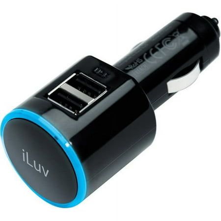 iLuv iAD219 - Power adapter - car - 2 A - 2 output connectors (USB (power only)) - black - for Apple iPhone 4, 4S