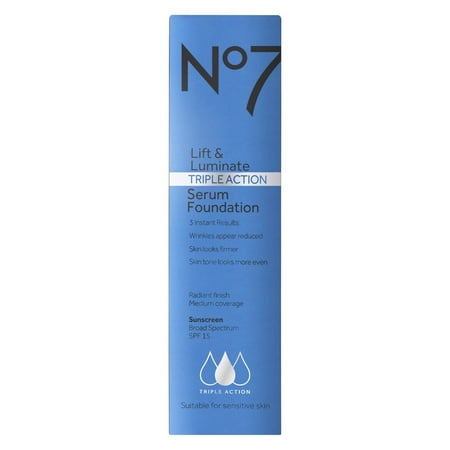 No7 Lift & Luminate Triple Action Serum Foundation SPF 15 Cool Vanilla 1 Ounce for All Skin