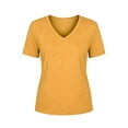 thumbnail image 4 of Tqcoqu Womens Tops Summer Casual Short Sleeve T Shirts Basic Loose Fit V Neck Shirts,Yellow,Women's S-XXL, 4 of 5