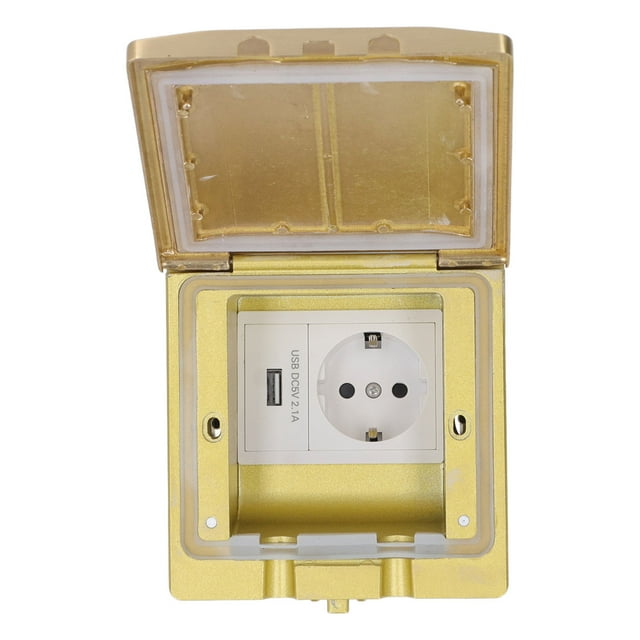 IP55 Waterproof & Dustproof Embedded Floor Power Socket - 16A 2500W, Premium Brass & PC Flame Retardant Construction, Space-Saving Recessed Design for Office, Hotel, Mall, Home & Commercial Use with