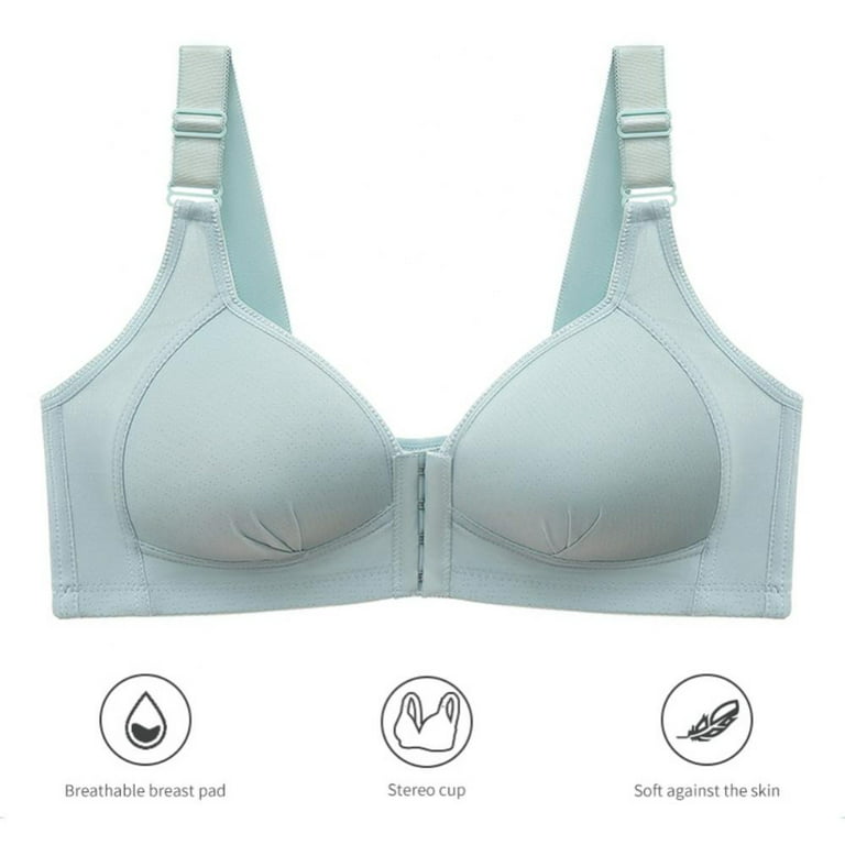 3Pack Everyday Cotton Front Closure Bras - Women's Front Easy Close Builtup Sports  Push Up Bra with Padded 