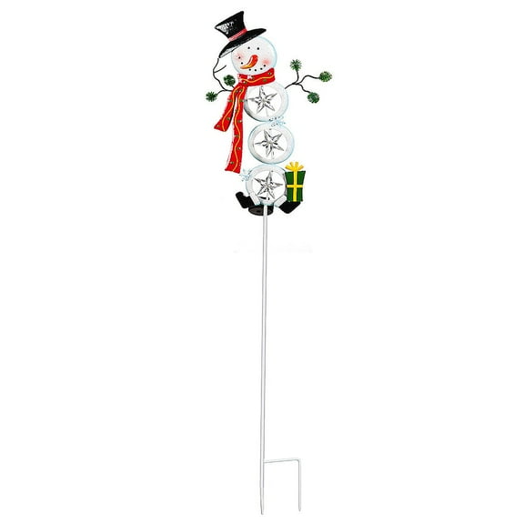 Evergreen 38"H Color Changing Stacked Snowman Solar Garden Stake, Star