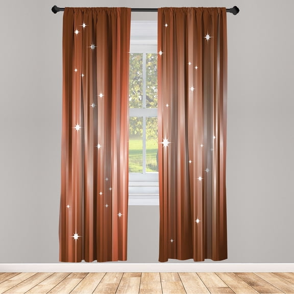 Ambesonne Space Curtains, Abstract Beams Stars Galaxy, Pair of 28"x95", Pale Rust