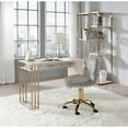 thumbnail image 2 of ACME Tyeid Built-in USB Port Writing Desk in Antique White and Gold, 2 of 7