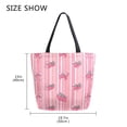 thumbnail image 5 of Open Top Canvas Tote Bag with Zipper Reusable Shopping Bag 13.5x15" Roomy Carryall Pink Bows and Strawberries, 5 of 9