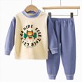 thumbnail image 4 of NOLDARES Toddler Baby Girl Clothes Fall Winter Outfits Contrast Color Long Sleeve Sweatshirt + Pants Sets(Blue,6-12 M), 4 of 4