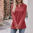 thumbnail image 4 of Dgankt Shirts for Women Fashion Casual Solid Button V-Neck Long Sleeve T-Shirt,Sizes S-2XL, 4 of 7
