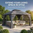 thumbnail image 3 of LAZZO 10'x12' Outdoor Gazebo, Double Roof Metal Frame Patio Canopy with Mosquito Netting & Privacy Screens, Gray, 3 of 10