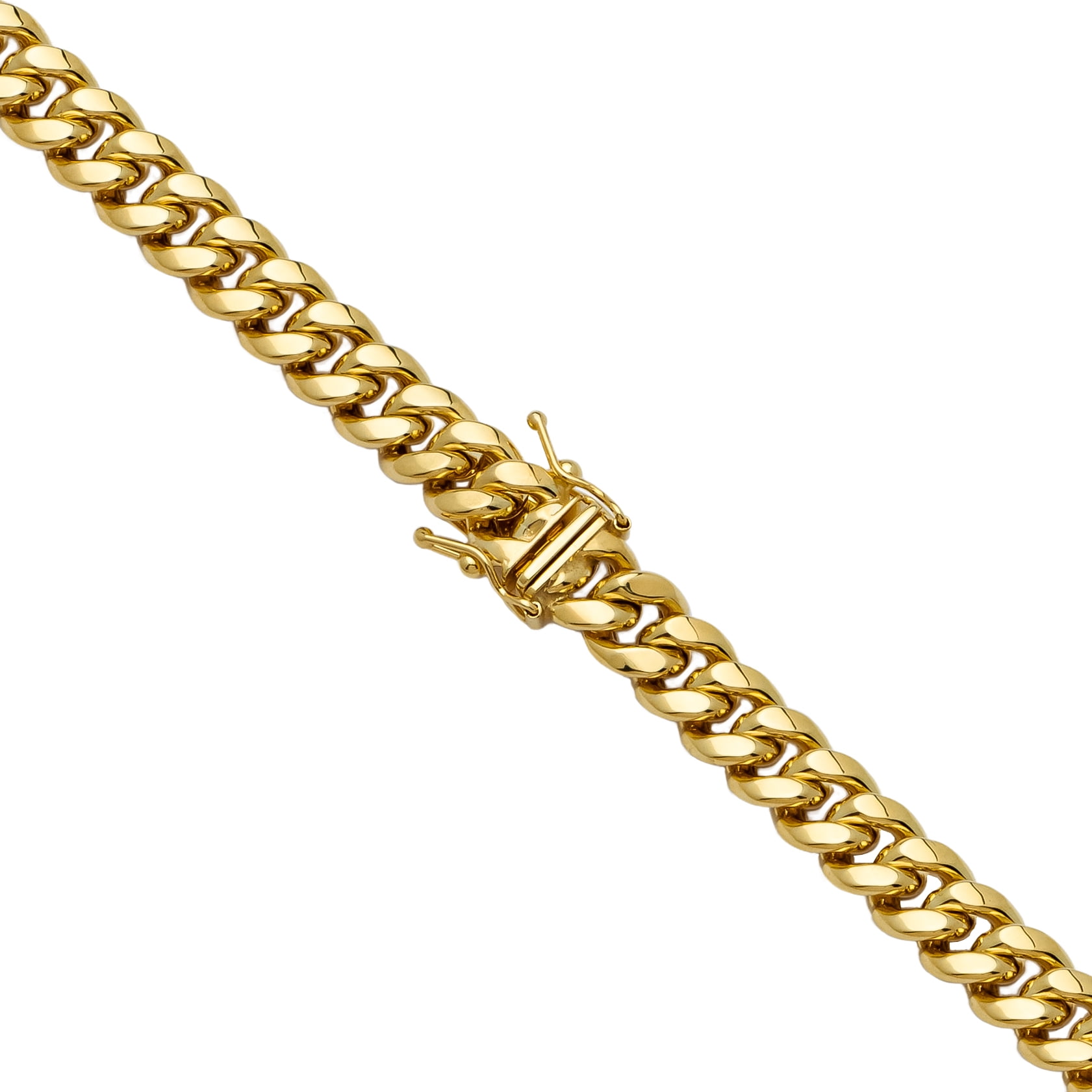 LOVEBLING 10K Yellow Gold 7.5mm Hollow Miami Cuban Chain Necklace with Box Lock (16)