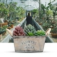 thumbnail image 3 of Manunclaims Iron Vase/Flower Pot - Rustic Small Metal Succulent Plant Container Bucket with 'Flowers & Garden' Quote and Twine Handles, Balcony Decor, 3 of 7