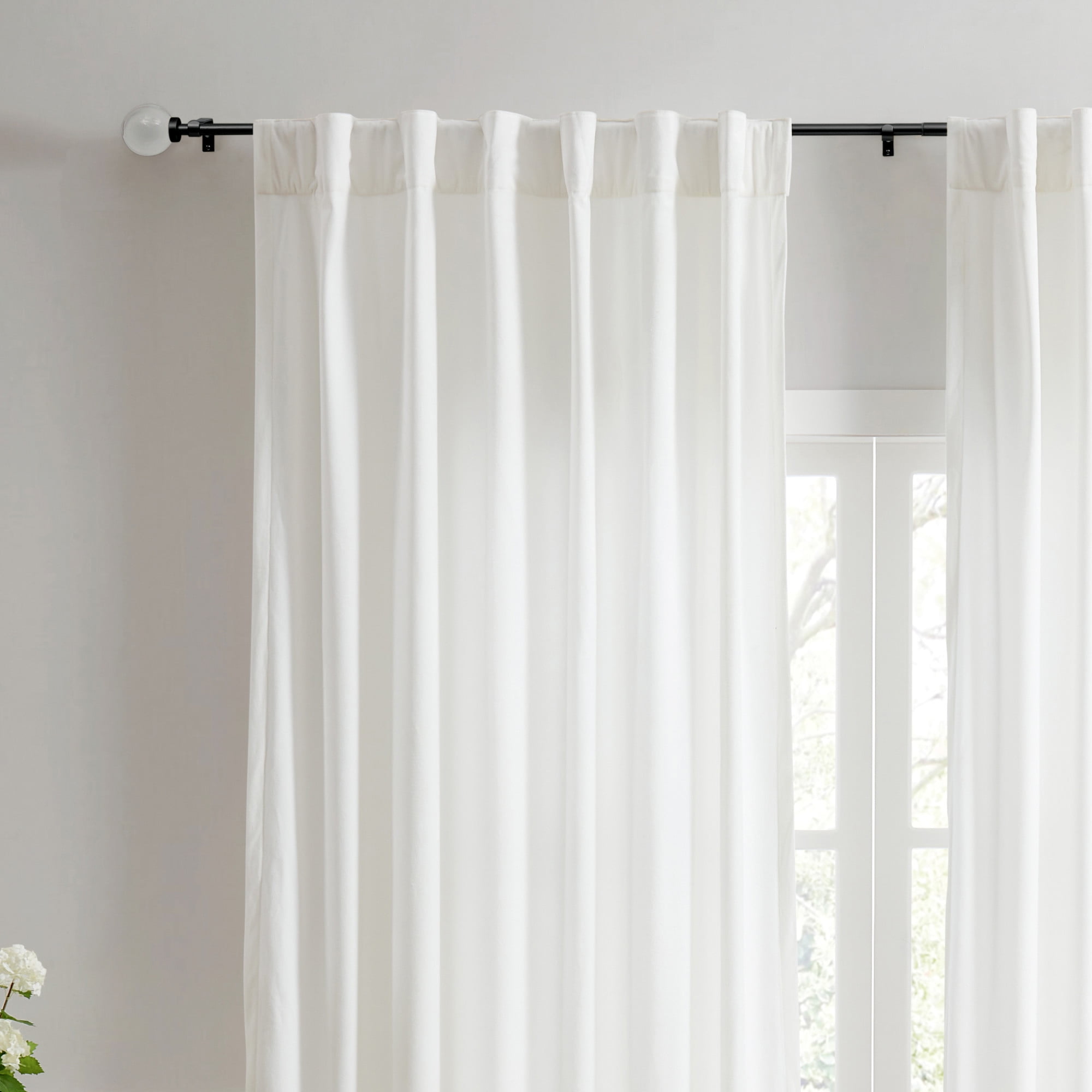 Martha Stewart Beaufort 3/4", Adjustable Curtain Rod and Finial Set, Matte Black, 66'' - 120'' Long
