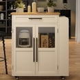 thumbnail image 2 of Mobile Kitchen Island Cart With Storage- 360° Rolling Wheels, Drawers, Spice Rack, Black Handle, Versatile Storage and Serving Cart for Kitchen and Dining Room, Small Kitchen Island On Wheels With L, 2 of 7