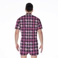 thumbnail image 2 of Pink Houndstooth Pattern Short Sleeve Men'S Rompers Casual Summer Jumpsuits Outfit, 2 of 4