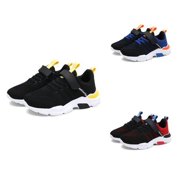 SGMVNU Kids Shoes Breathable Mesh on Sneakers Lightweight Boys Sports Shoes for Indoor Outdoor Training Tennis Running Play Yellow Size 38