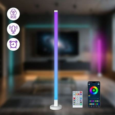 elice Smart Corner Floor Lamp,RGB LED Ambient Lighting with App & Remote Control, Music Sync, 16 Million Colors - Modern Lamp for Bedroom, Living Room, Gaming Room