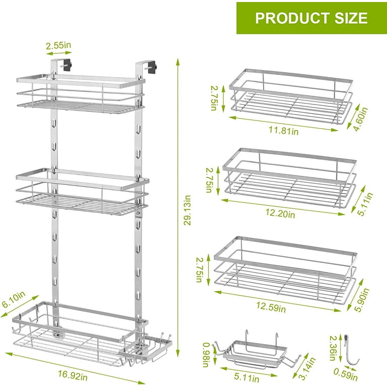 3 Tier Hanging Shower Caddy Over the Door No Drilling Adhesive Shower  Organizer