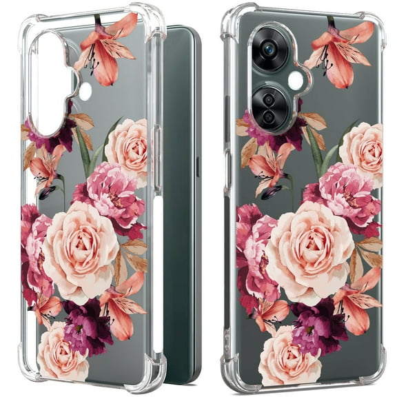 CoverON Phone Design For Oneplus Nord N30 5G / Oneplus Nord CE 3 Lite Case, Clear Flexible Soft Rubber Slim TPU Cover, Peony Flower