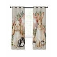 thumbnail image 7 of Easter Bunny Blackout Curtains for Bedroom, Eggs Green Leaves Country Flowers Cups Thermal Insulated Kitchen Drapes with Grommets, Light Blocking Window Treatment, 2 Panels 52" x 54", 7 of 7