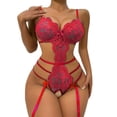 thumbnail image 1 of Gibobby Conjunto de lencería de encaje Lenceria Mujer de una Pieza Erotica Baby Doll Sexy Conjunto de Ropa Interior Sensual para Mujer(Rojo, G), 1 of 4