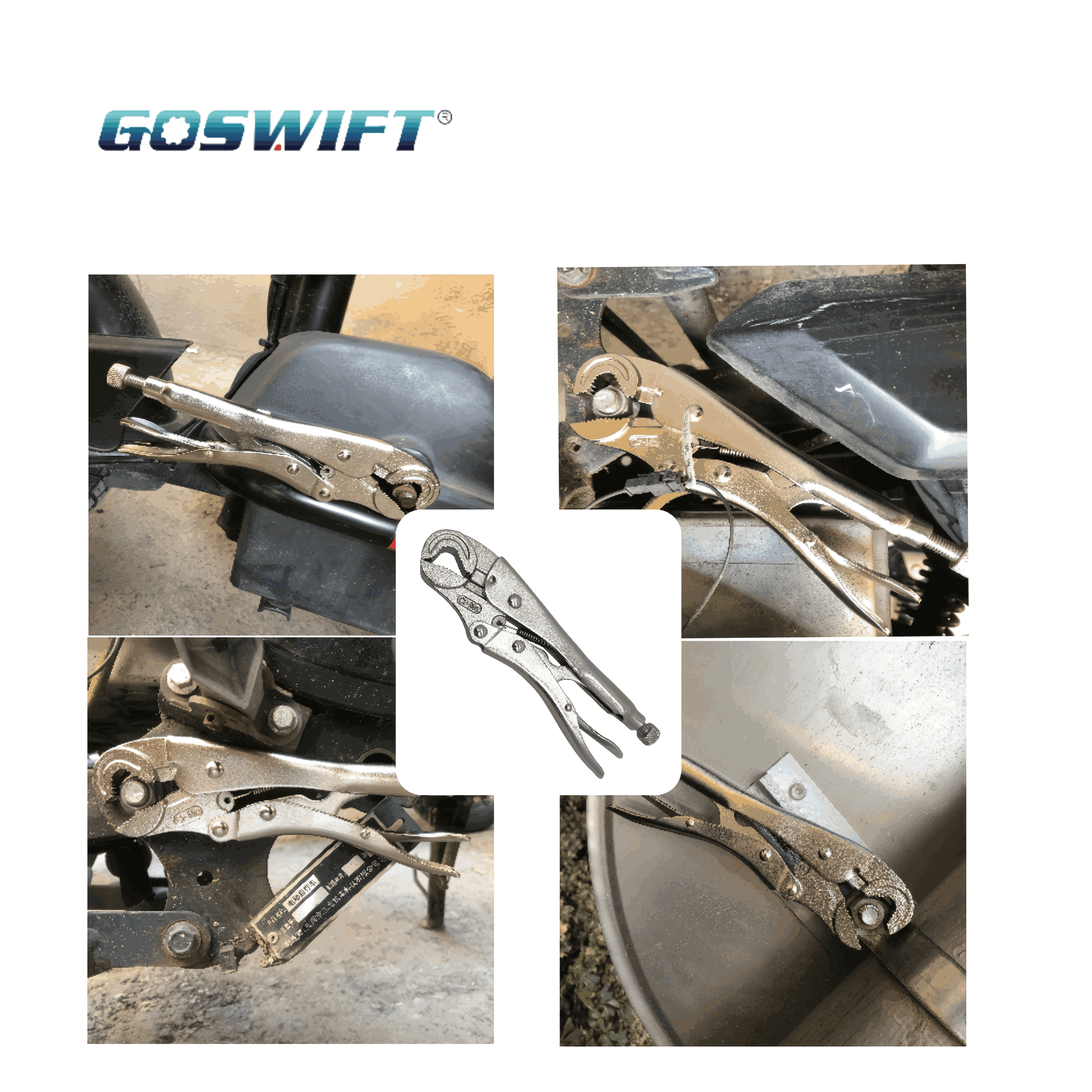 GOSWIFT 7.48 Inch Curved Jaw Locking Pliers with Wire Cutter, CR-MO Vise Grip Wrench, Adjustable Mole Grip Clamp Tool for Nuts, Bolts, and Plumbing Work
