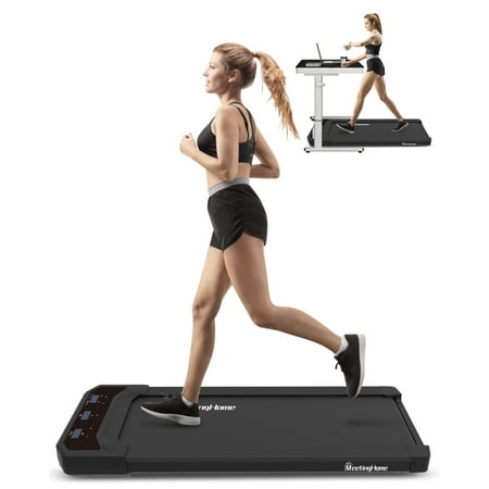 Under Desk Treadmill Walking Treadmills Compact Portable Mini Treadmill for Small Spaces Installation-Free Quiet Jogging Treadmill with Smart Remote Black