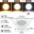 thumbnail image 2 of Foco Led Empotrable Negro Extra Plano, Paquete De 10 7W 700Lm = 70W Incandescente, Ip44, Blanco Frío 6000K, CA 220-240V, Recorte 80-90Mm, Techo Empotrable Redondo Ultradelgado para Baño, Cocina, Sala, 2 of 5