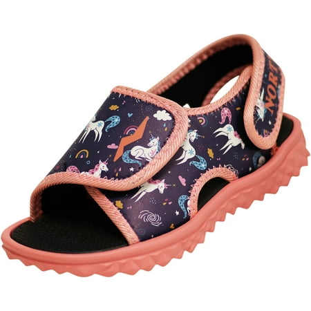 

NORTY Toddler Girls Female Adjustable Ankle Strap Unicorn Sandals Blue Coral