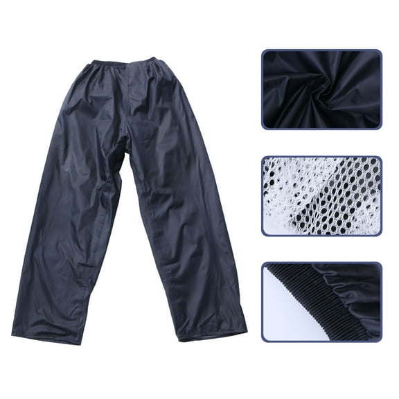 WHAMVOX Double Layer Outdoor Cycling Pants Rainproof Waterproof Motorcycle Riding Rain Pants Fishing Trousers for Camping Hiking Climbing Boating Hunting - Size XXXL (Dark Blue)