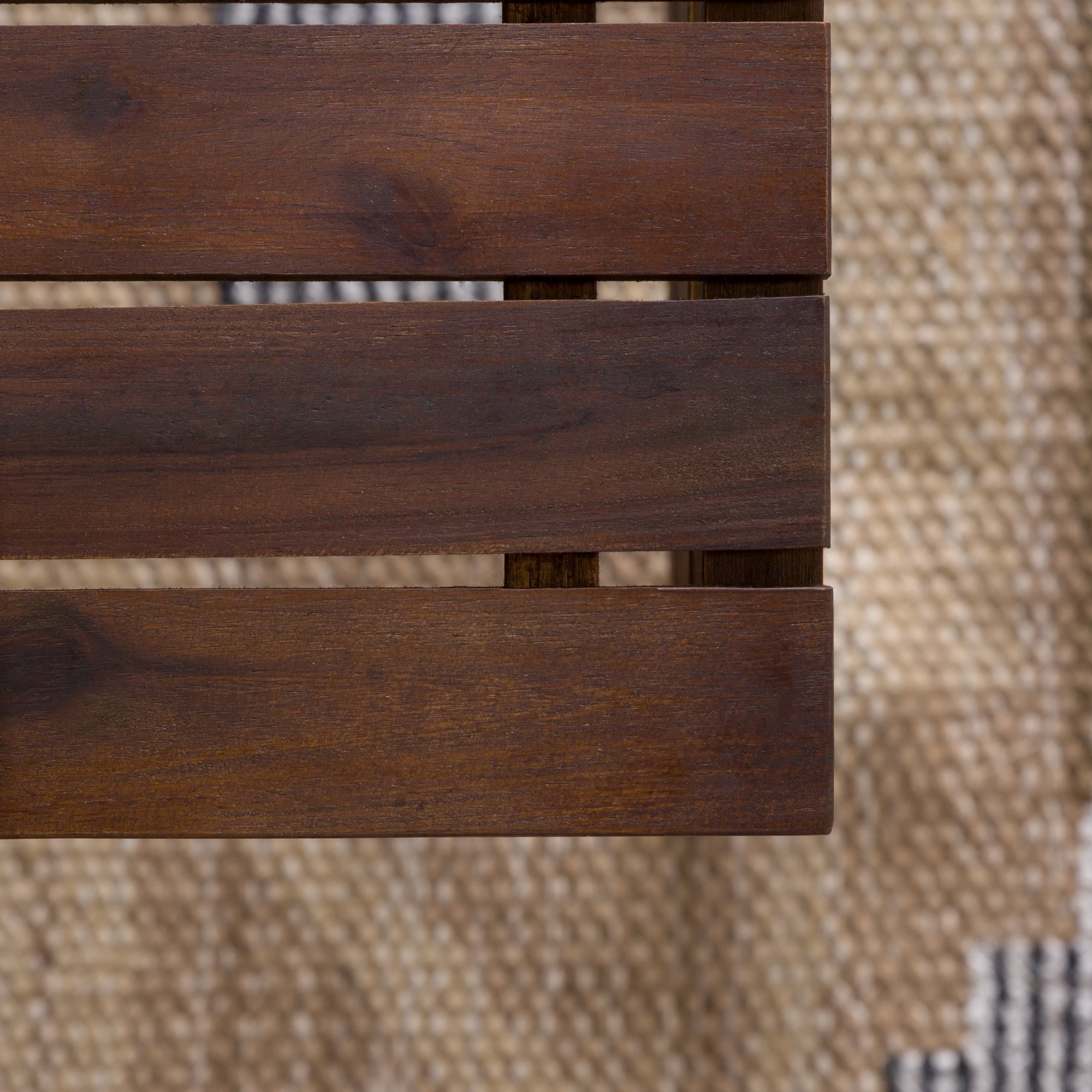 Walker Edison Modern Plank Acacia Wood Patio Coffee Table, Dark Brown