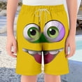 thumbnail image 2 of VNKIDY Boys Swim Trunks Kids Funny Face Prints Elastic Drawstring Waist Quick Dry Breathable Beach Shorts For Beach Pool Summer Wear Cozy Bottoms Yellow 11-12 Years, 2 of 4