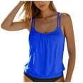 thumbnail image 3 of COMVALUE Women Tankini Swimsuit Tummy Control Blouson Bathing Suits Thin Swim Tank Top Only (Blue, L), 3 of 7