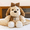 Palm G-Bow 5.9, variant on Sitting Egg Tart Puppy Plush Toy with Glasses, Soft Stuffed Dog Doll, Decorative Gift