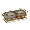 thumbnail image 3 of GUOOL Plateau de Service Divisé Plateau de Collations avec Couvercles Assiettes à Collations Plateau Bols de Service 2 Bols Marron, 3 of 9