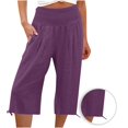 thumbnail image 5 of Drovellove Women's Plus Size High Waisted Wide Leg Pants - Loose Fit Straight Leg Trousers with Elastic Waistband for Casual Beach Vacation or Boho Office Outfits, 5 of 7