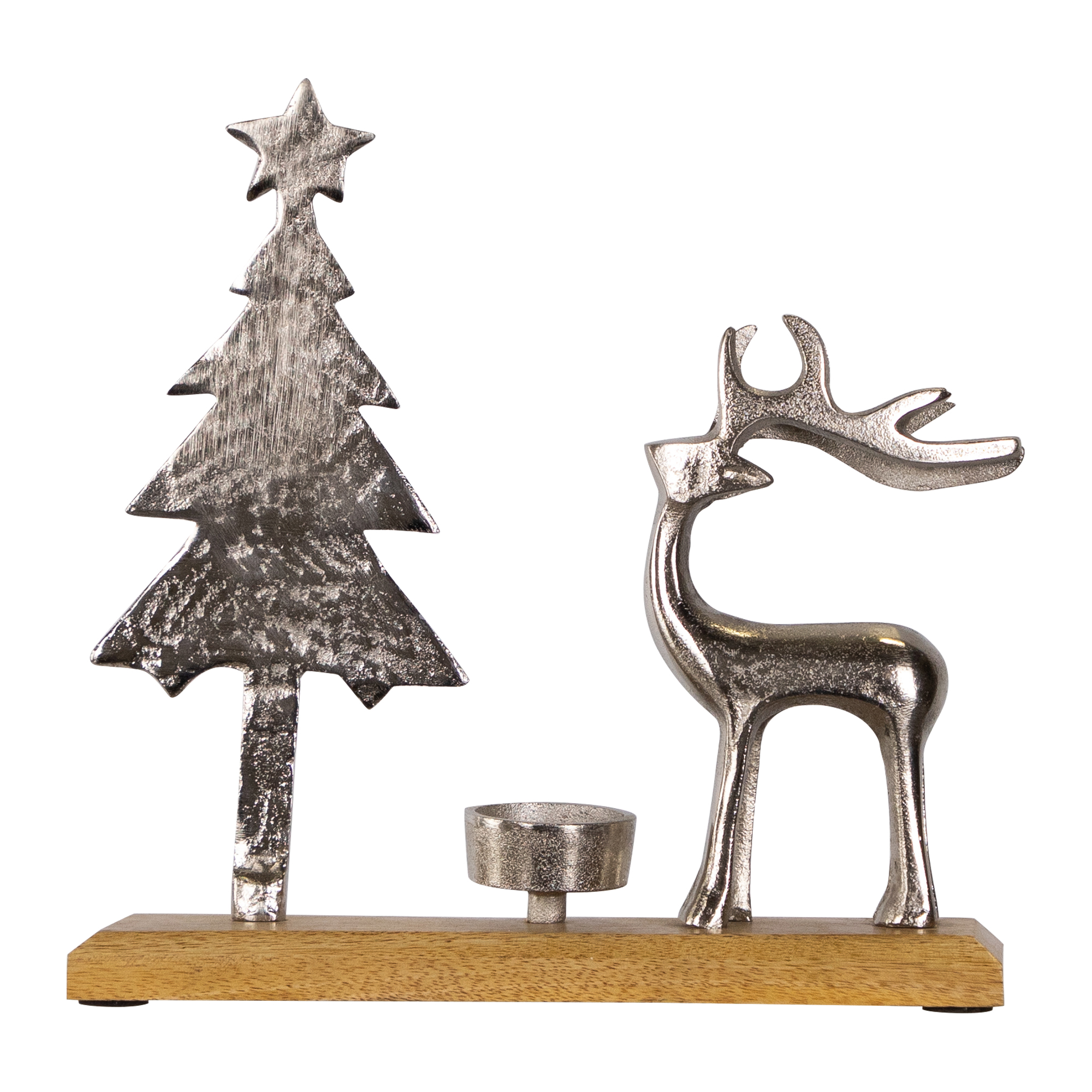 Northlight Reindeer and Tree Metal Christmas Tealight Holder - 10.5"