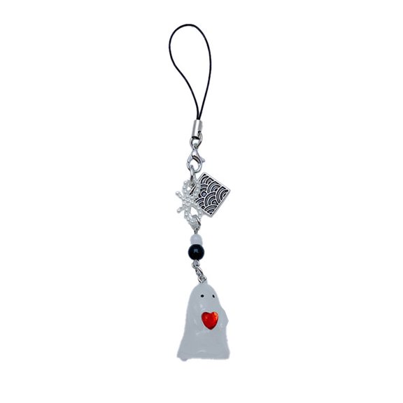 Stylish Resin Bead Keychain Spirit Pendant Chic Lanyard Strap Accessory with Light Effect for Backpacks Purse