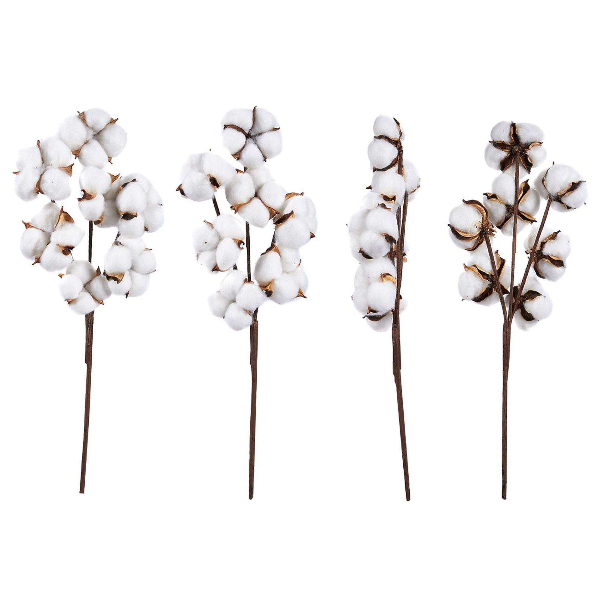 Cotton Stems 4Pack Cotton Flowers, 7 Balls Per Stem, Farmhouse Style Display Vase Filler