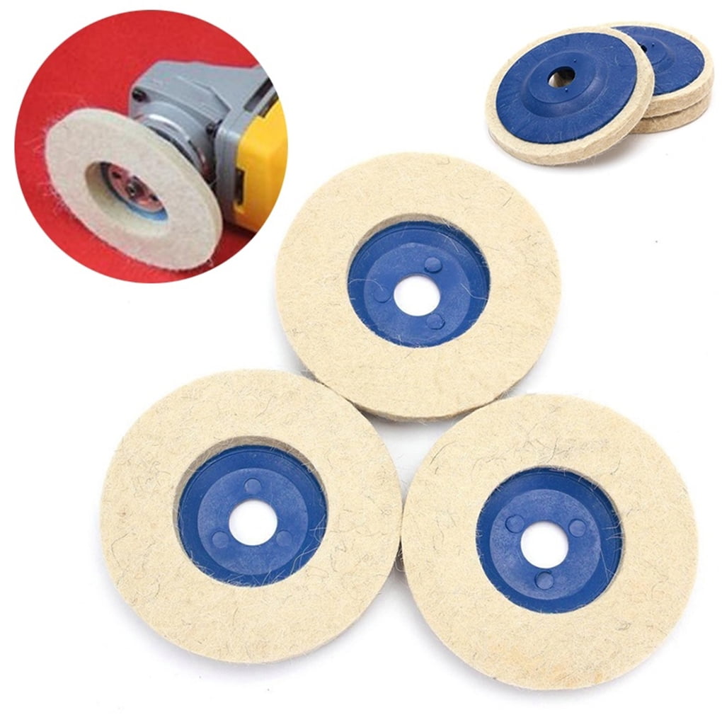 Bomcomi 3pcs Polishing Discs Pads Buffing 100 Degrees Angle Grinder Wheel Felt Grinding Disc Pad 100mm 4inch