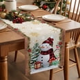 thumbnail image 2 of Christmas Cotton Linen Table Runner Xmas Snowman Pine Tree Snowflakes Wood Grain Gold Dining Table Runners for Home Decor Party Dining Room Restaurant Kitchen Party 13" x 120", 2 of 9