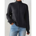thumbnail image 5 of Female Sweaters Fall Long Sleeve Ribbed Knit Pullover Loose Mock Neck Light-Weight Casual Sweater Black M, 5 of 8