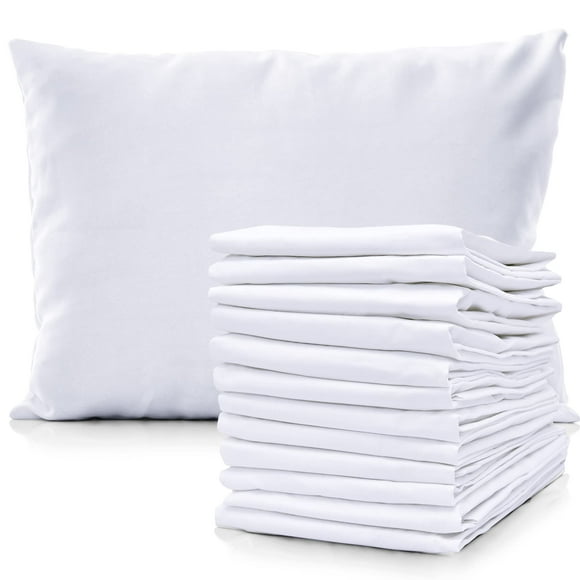 Pacific Linens Pillowcases White 12 Pack 200 Thread Count Percale Fabric Hotel Linen Pillow Covers Size (Queen)