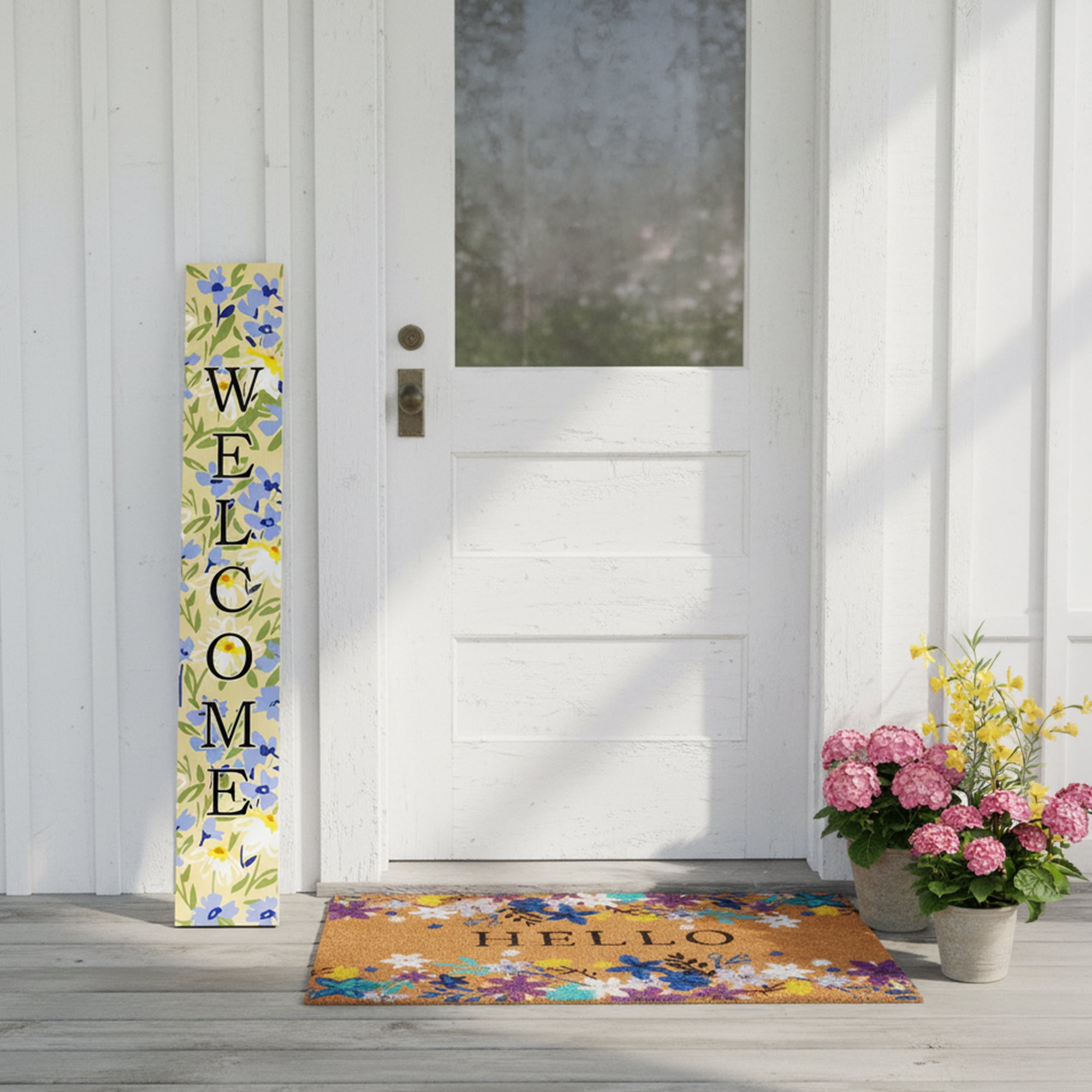 Calloway Mills 119195907 Blooming Meadow Black Welcome Porch leaner, 59" x 07"