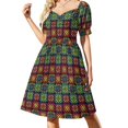 thumbnail image 2 of Vestido de manga corta con estampado de círculos de mediados de siglo para mujer, traje de verano para mujer, vestido de mujer para ocasiones formales, 2 of 7