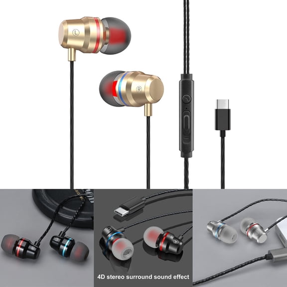 Cheers.US YT1 Wired in-Ear Headphones Earbuds In-ear Heavy Bass Metal Type-C Wire Control Music Earphones for Gaming Noise Isolating